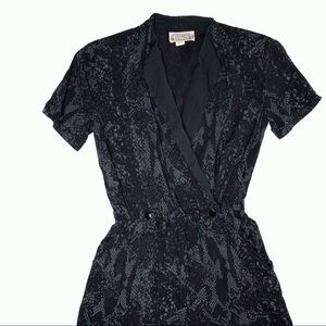 Vintage Tracy Black Snake Print Cropped Romper